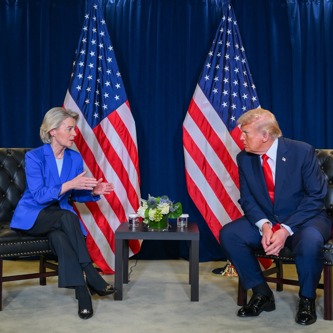 Глава Европейской комиссии Урсула фон дер Ляйен и президент США Дональд Трамп